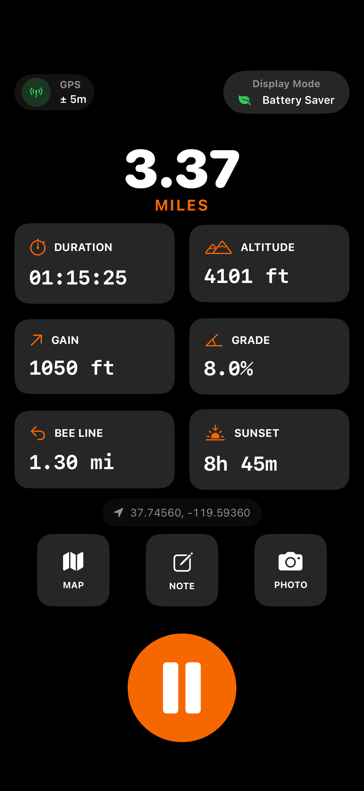 Hiking Diary App Interface